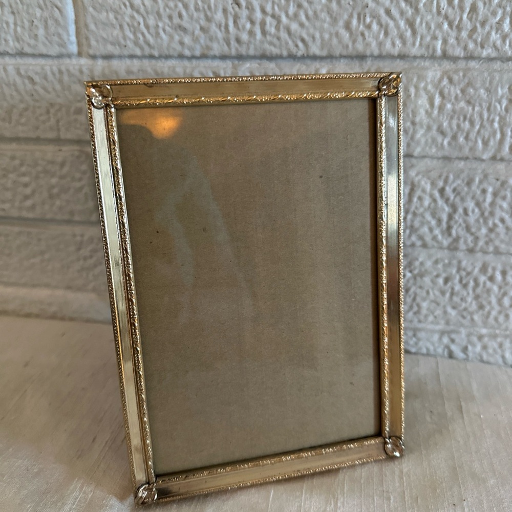 VINTAGE DANISH METAL Gold Photo Frame 5x7